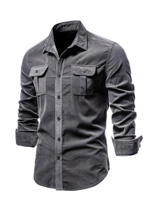 Men's corduroy slim-fit casual long-sleeve shirt - 808Lush