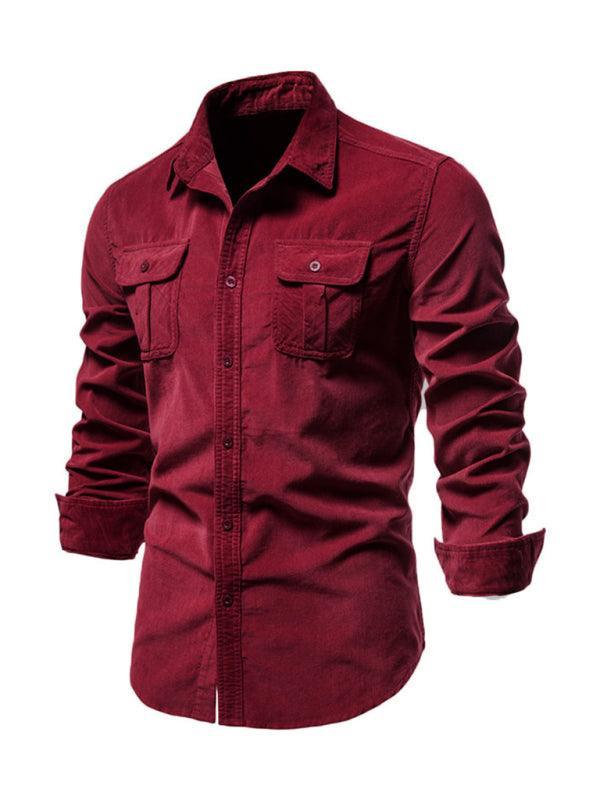 Men's corduroy slim-fit casual long-sleeve shirt - 808Lush