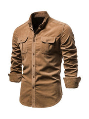 Men's corduroy slim-fit casual long-sleeve shirt - 808Lush