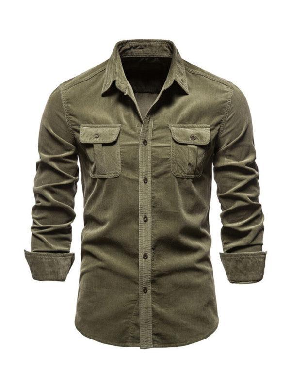 Men's corduroy slim-fit casual long-sleeve shirt - 808Lush