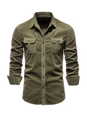 Men's corduroy slim-fit casual long-sleeve shirt - 808Lush