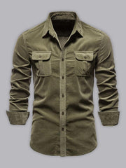 Men's corduroy slim-fit casual long-sleeve shirt - 808Lush