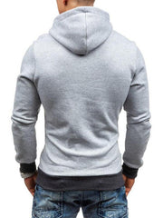 Men's diagonal zipper solid color long-sleeved hoodie - 808Lush