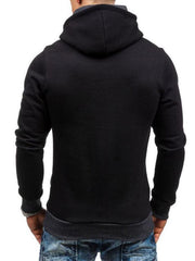 Men's diagonal zipper solid color long-sleeved hoodie - 808Lush