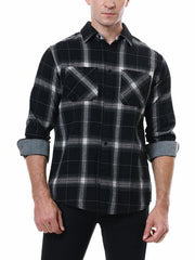 Men's facecloth plaid long-sleeved lapel shirt - 808Lush