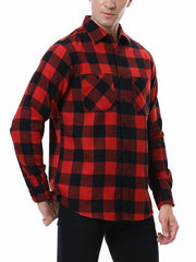 Men's facecloth plaid long-sleeved lapel shirt - 808Lush