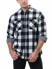 Men's facecloth plaid long-sleeved lapel shirt - 808Lush