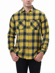 Men's facecloth plaid long-sleeved lapel shirt - 808Lush