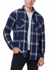 Men's facecloth plaid long-sleeved lapel shirt - 808Lush