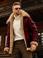 Men's fur one-piece thickened mid-length jacket - 808Lush