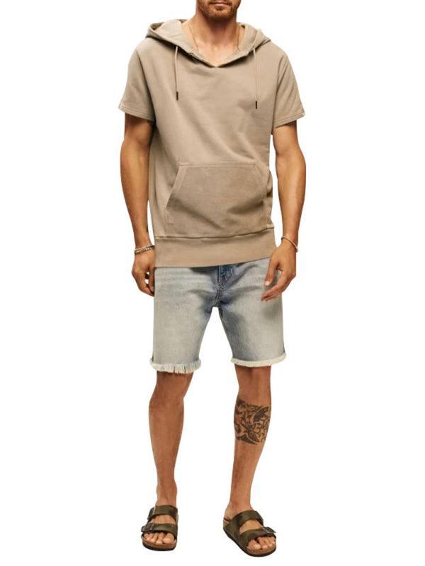 Men's knitted all-match casual hooded short-sleeved T-shirt - 808Lush