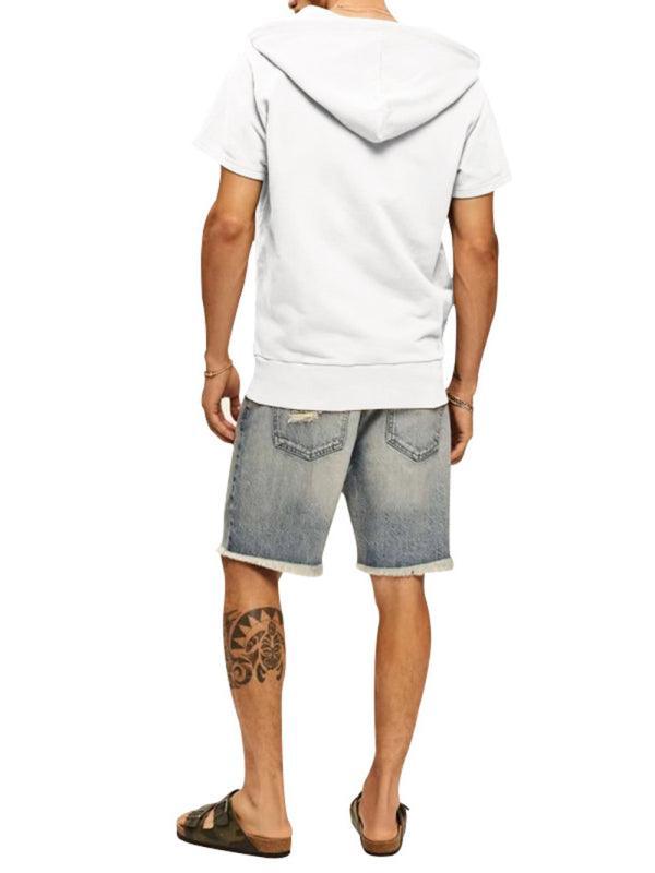 Men's knitted all-match casual hooded short-sleeved T-shirt - 808Lush