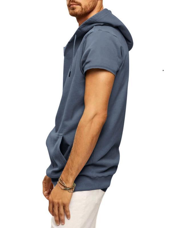 Men's knitted all-match casual hooded short-sleeved T-shirt - 808Lush