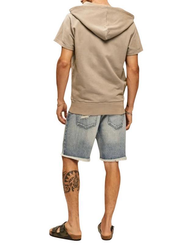 Men's knitted all-match casual hooded short-sleeved T-shirt - 808Lush