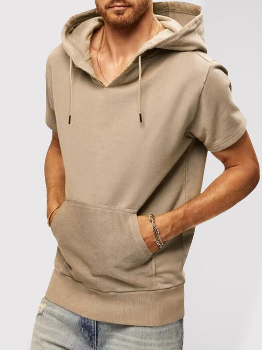 Men's knitted all-match casual hooded short-sleeved T-shirt - 808Lush