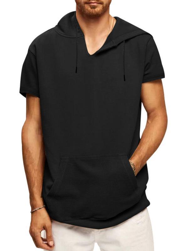 Men's knitted all-match casual hooded short-sleeved T-shirt - 808Lush