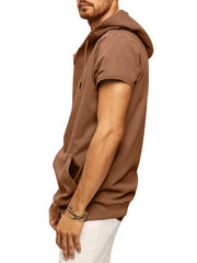 Men's knitted all-match casual hooded short-sleeved T-shirt - 808Lush