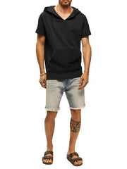 Men's knitted all-match casual hooded short-sleeved T-shirt - 808Lush