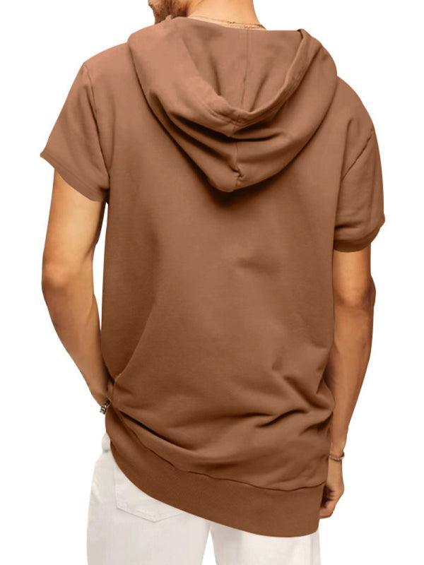 Men's knitted all-match casual hooded short-sleeved T-shirt - 808Lush