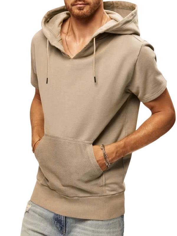 Men's knitted all-match casual hooded short-sleeved T-shirt - 808Lush