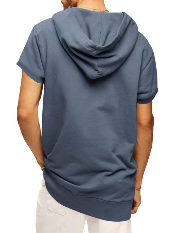 Men's knitted all-match casual hooded short-sleeved T-shirt - 808Lush