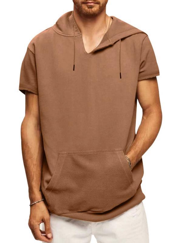 Men's knitted all-match casual hooded short-sleeved T-shirt - 808Lush