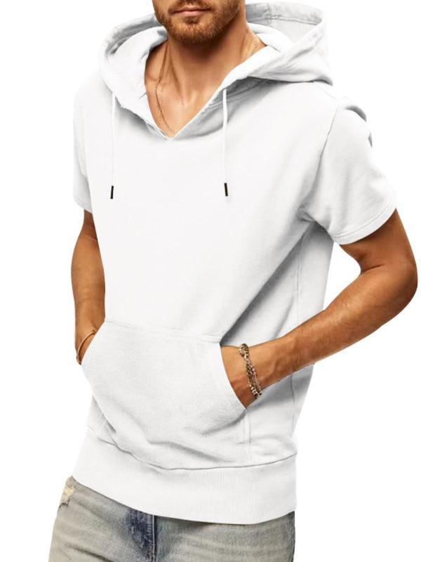 Men's knitted all-match casual hooded short-sleeved T-shirt - 808Lush