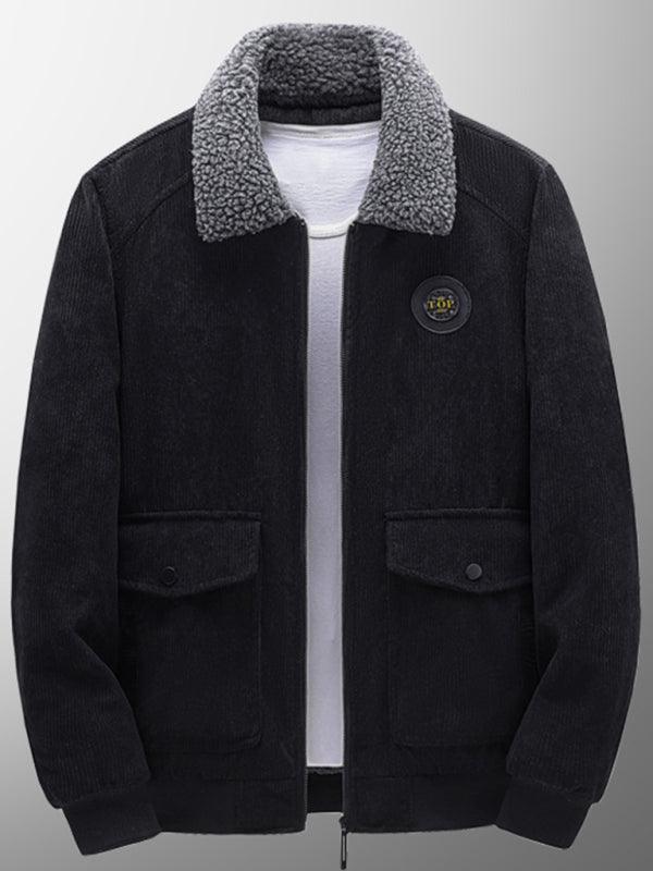 Men's lambswool lapel warm corduroy jacket - 808Lush