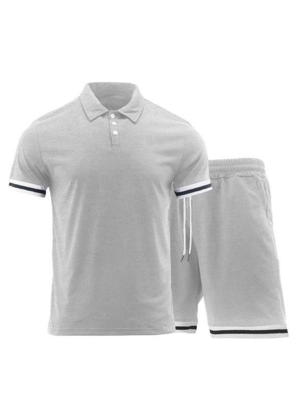 Men's lapel short -sleeved shorts two -piece sports casual set - 808Lush