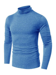 Men's long-sleeved solid color turtleneck bottoming T-shirt top - 808Lush