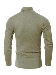 Men's long-sleeved solid color turtleneck bottoming T-shirt top - 808Lush