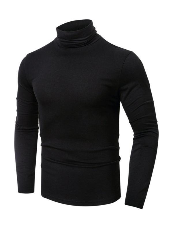 Men's long-sleeved solid color turtleneck bottoming T-shirt top - 808Lush