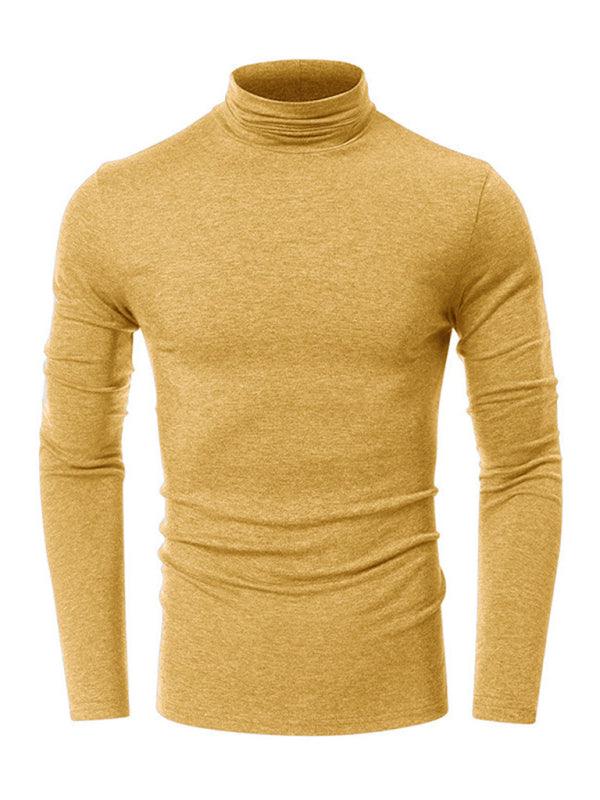 Men's long-sleeved solid color turtleneck bottoming T-shirt top - 808Lush