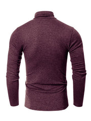 Men's long-sleeved solid color turtleneck bottoming T-shirt top - 808Lush