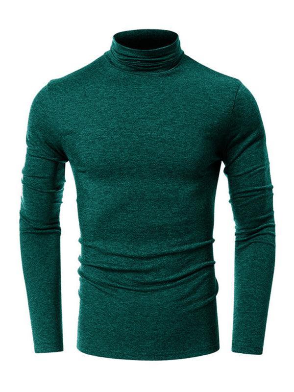 Men's long-sleeved solid color turtleneck bottoming T-shirt top - 808Lush