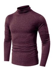 Men's long-sleeved solid color turtleneck bottoming T-shirt top - 808Lush