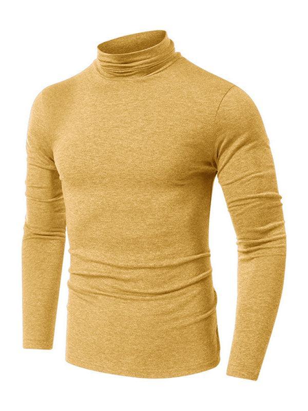 Men's long-sleeved solid color turtleneck bottoming T-shirt top - 808Lush