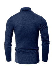 Men's long-sleeved solid color turtleneck bottoming T-shirt top - 808Lush