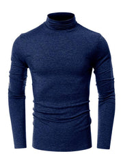 Men's long-sleeved solid color turtleneck bottoming T-shirt top - 808Lush