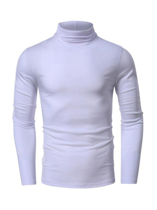 Men's long-sleeved solid color turtleneck bottoming T-shirt top - 808Lush
