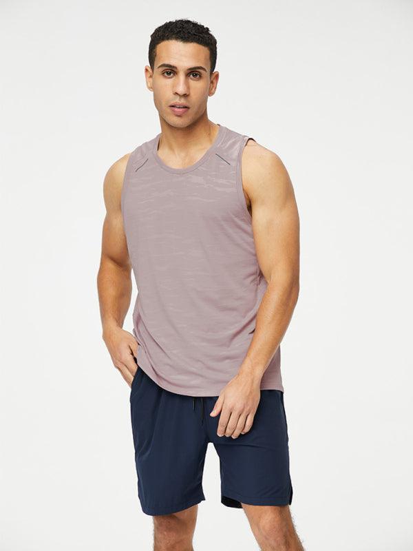 Men's loose round neck breathable and quick-drying running sports vest - 808Lush