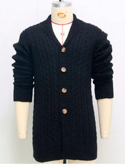 Men's mid-length knitted sweater Thick-knit twisted cardigan woolen jacket - 808Lush