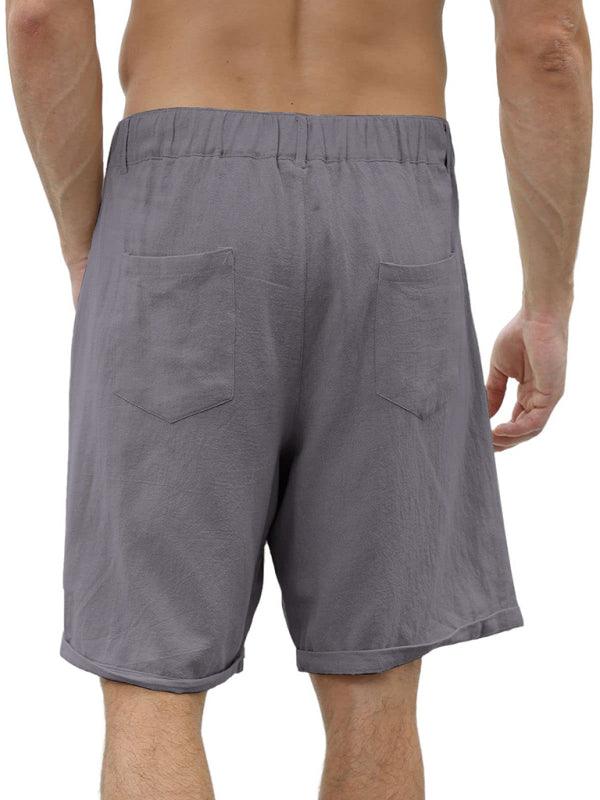 Men's casual beach shorts with buttons and elastic waist - 808Lush