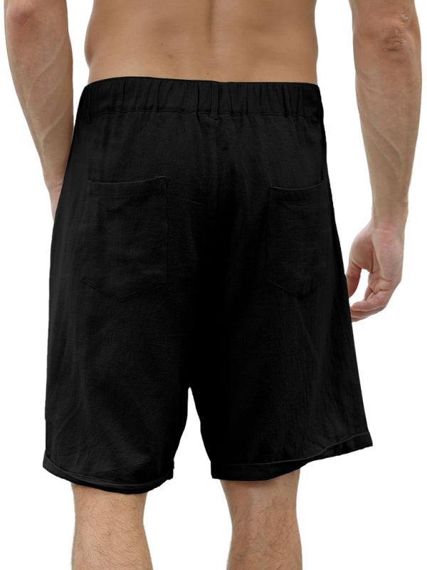 Men's casual beach shorts with buttons and elastic waist - 808Lush