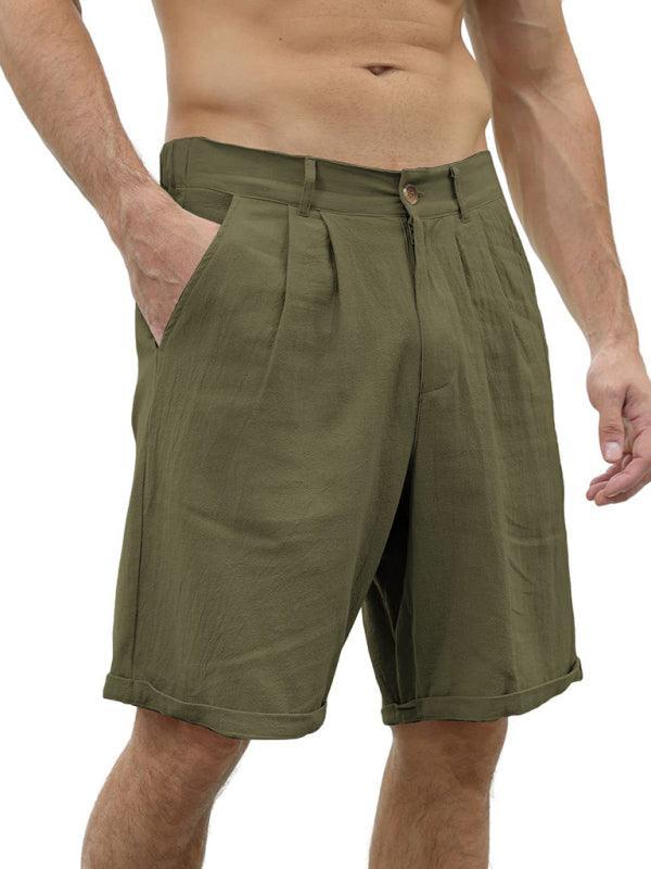 Men's casual beach shorts with buttons and elastic waist - 808Lush