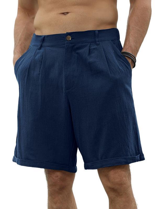 Men's casual beach shorts with buttons and elastic waist - 808Lush