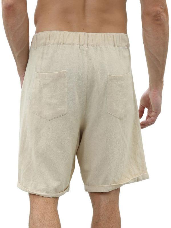 Men's casual beach shorts with buttons and elastic waist - 808Lush