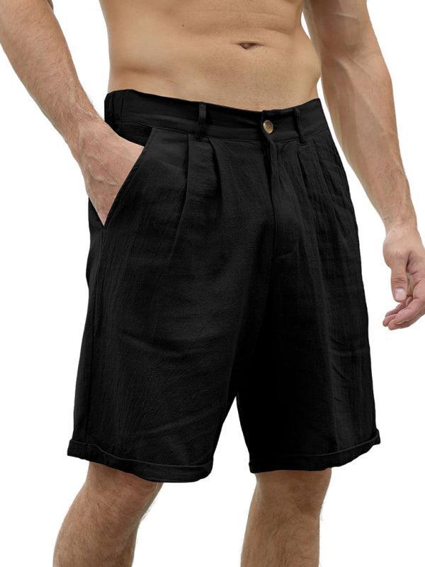 Men's casual beach shorts with buttons and elastic waist - 808Lush