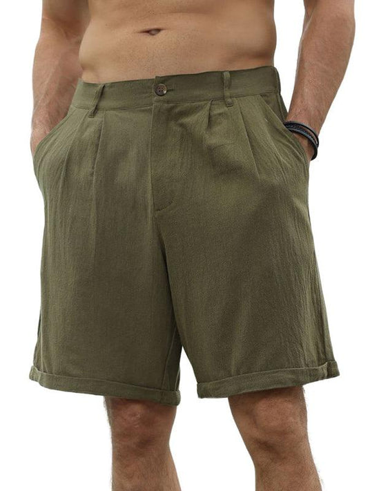 Men's casual beach shorts with buttons and elastic waist - 808Lush