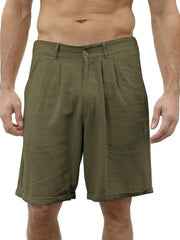 Men's casual beach shorts with buttons and elastic waist - 808Lush